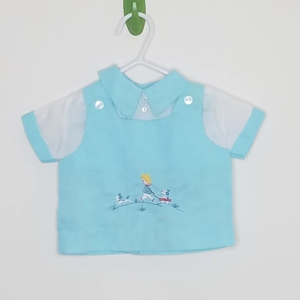 Vintage Handmade Set Boy Dog Shirt Shorts NB